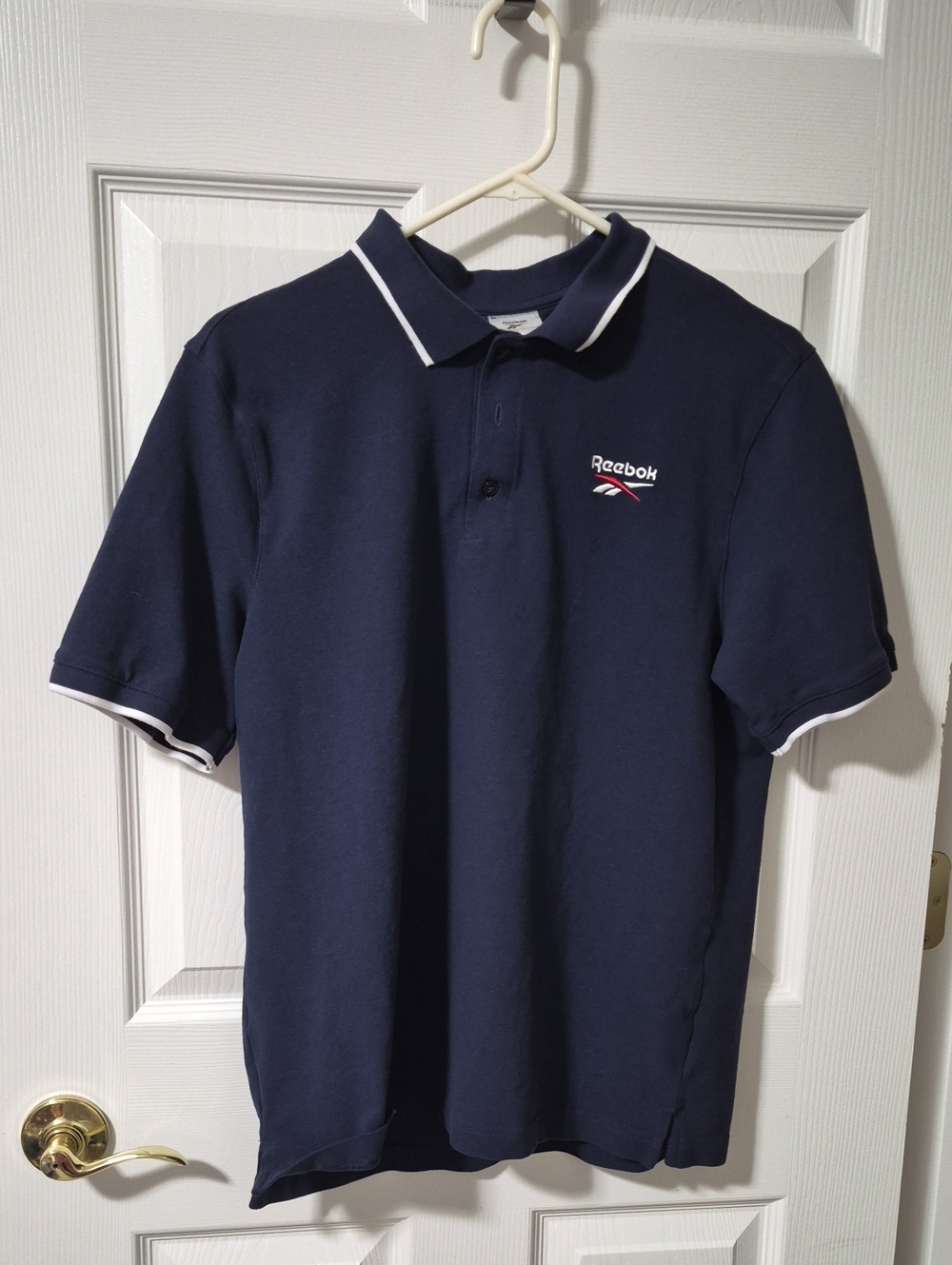 Reebok Men's Navy Polo with White Piping